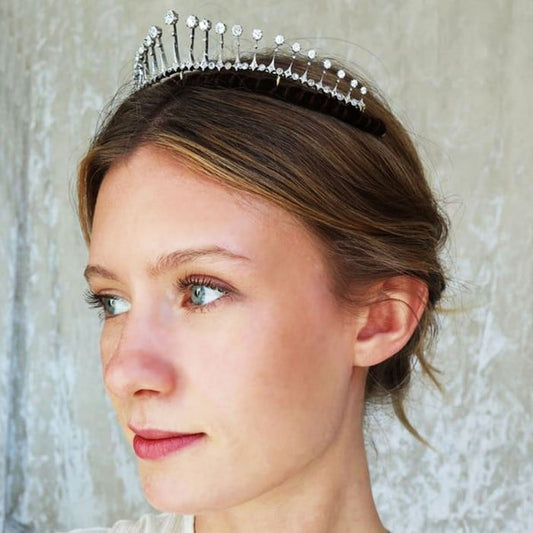 Antique French Ch. Fontana & Cie Diamond Fringe Tiara Necklace, Silver Upon Gold, Circa 1880