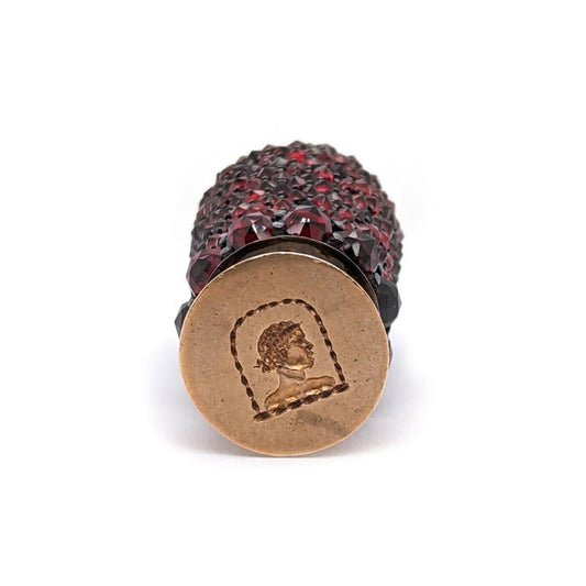 Antique Garnet, Silver and Gold Desk Seal, Circa 1850