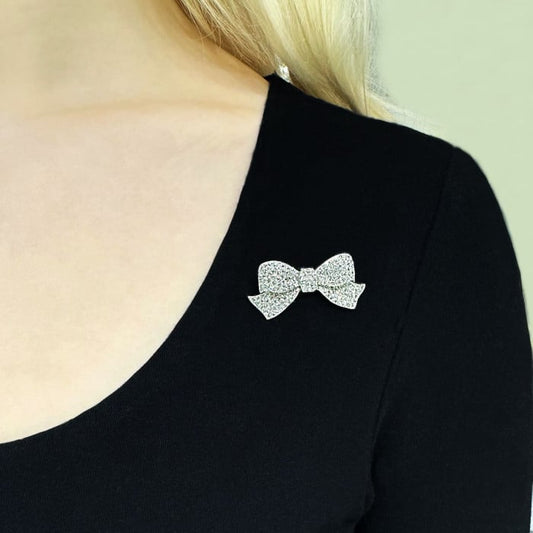 Art Deco Diamond and Platinum Bow Brooch, Circa 1925
