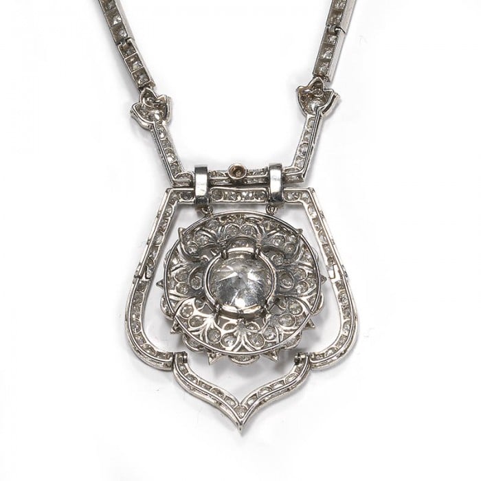 Art Deco Diamond and Platinum Necklace, Circa 1920 18.75 Carats