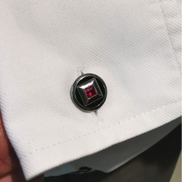 Art Deco Ruby, Black Onyx and Platinum Cufflinks, Circa 1930