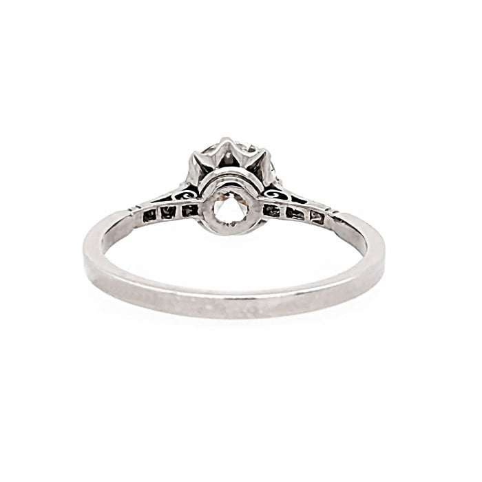 Edwardian Style Diamond and Platinum Solitaire Ring, 0.87 Carat