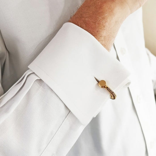 French Gold Spring Stirrup Cufflinks, Circa 1950