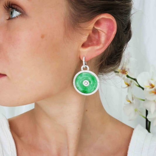 Jadeite Jade And Diamond Drop Earrings, 4.50ct