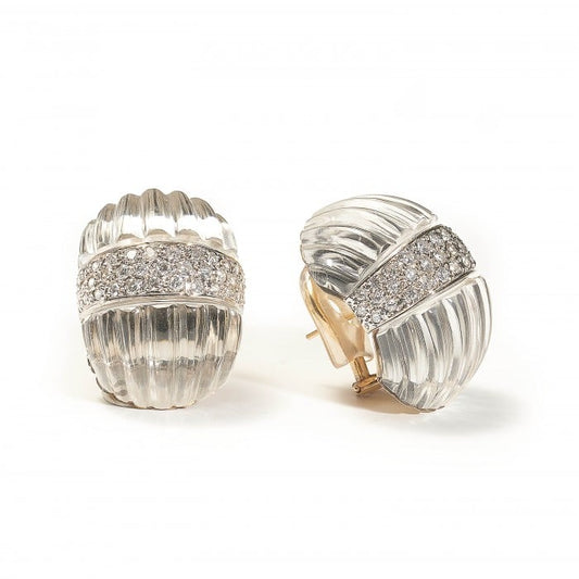 Maz Carved Rock Crystal And Diamond Earrings, 2.25ct