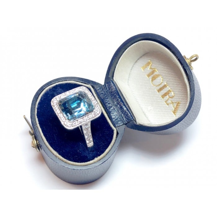 Modern Aquamarine, Diamond and Platinum Cluster Ring, 2.59 Carats