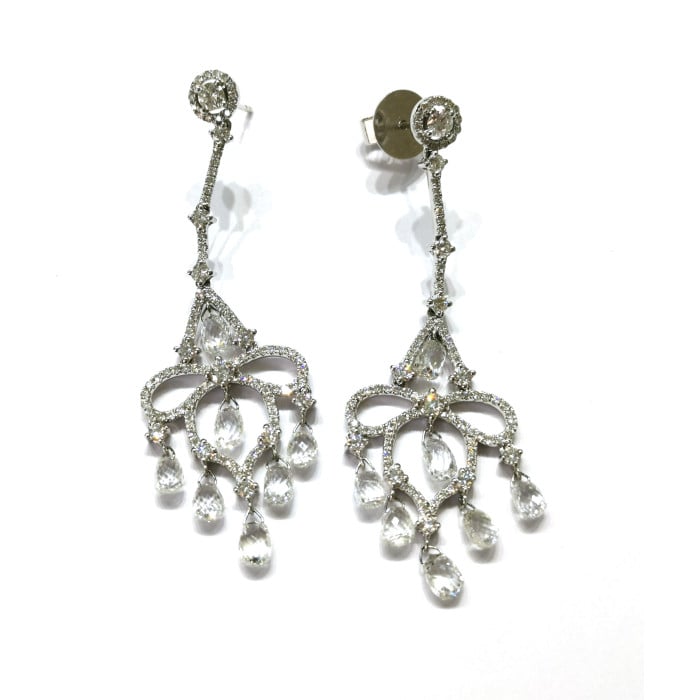 Modern Briolette Diamond and White Gold Drop Earrings, 7.23 Carats