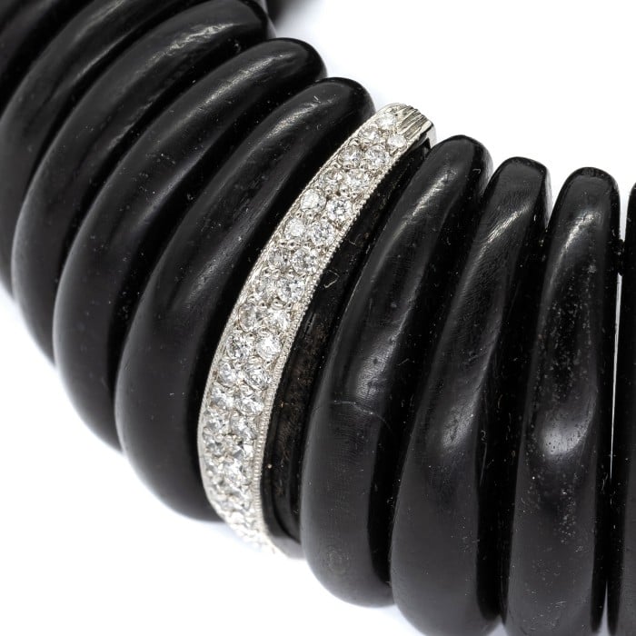 Modern Ebony, Diamond and Platinum Cuff Bracelet, 2.75ct