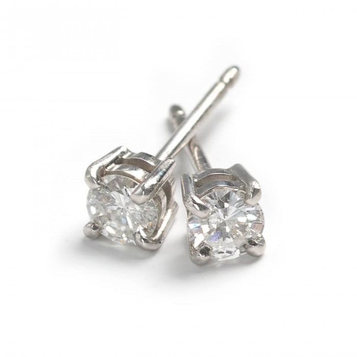 New Diamond and White Gold Four Claw Stud Earrings 0.41Carats