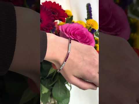 Modern Ruby 4.19ct Diamond 3.09ct and Platinum Line Bracelet