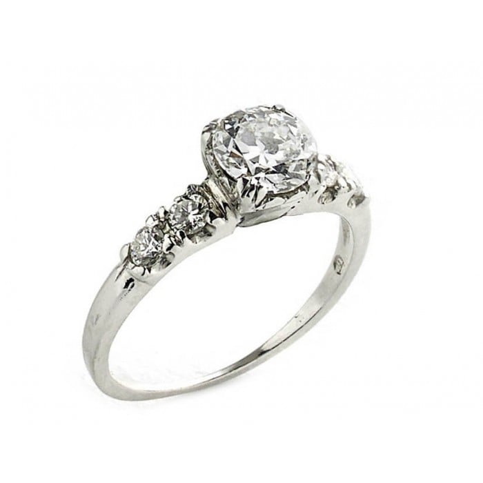 Vintage Old-Cut Diamond and Platinum Solitaire Ring, 0.75 Carats E VS1