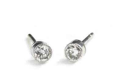 Diamond and White Gold Stud Earrings, 0.22 Carat
