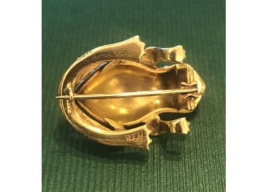 Antique Gold, Pearl & Ruby Frog Brooch, Circa 1900