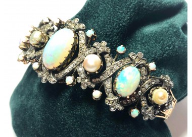 Opal, Diamond and Pearl Bangle