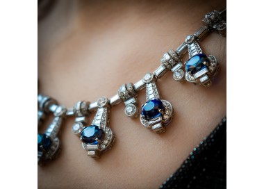Sapphire and Diamond Fringe Necklace