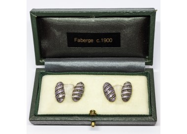 Fabergé Diamond and Enamel Cufflinks, Circa 1899