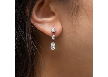 Drop Diamond Earrings, 2.75ct
