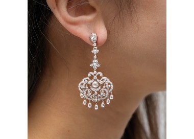 Diamond and White Gold Drop Earrings, 5.96ct