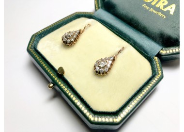 Antique Russian Diamond and Gold Earrings