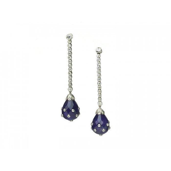 Art Deco Amethyst, Diamond and Platinum Earrings, Circa 1930