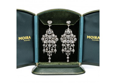 Large Diamond and Platinum Chandelier Earrings, 15.26ct, in box.