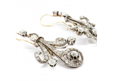 Antique Diamond Silver and Gold Earrings, Circa 1890