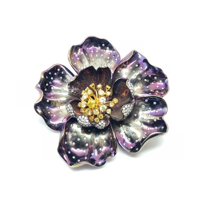 purple flower brooch