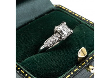Emerald Cut Diamond and Platinum Ring, 1.23ct