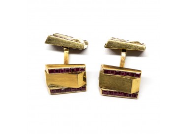 Van Cleef and Arpels Ruby and Gold Cufflinks, Circa 1940