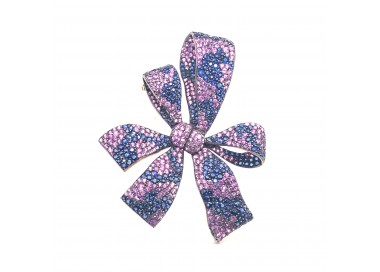 Moira Design Pink and Blue Sapphire Bow Brooch