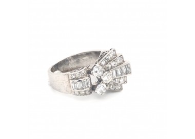 Late Art Deco Diamond and Platinum Ring, 1.60ct, Circa 1940