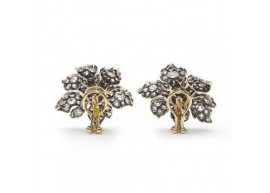 Antique Diamond Flower Earrings, Circa 1880