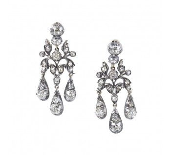 Antique Diamond Drop Earrings, 6.50ct