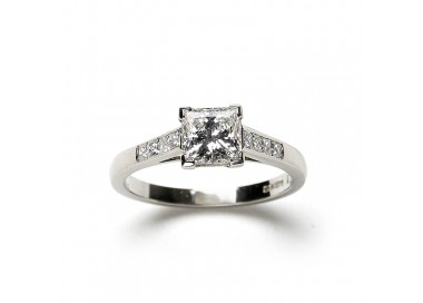 Princess Cut Diamond and Platinum Ring, 1.03ct