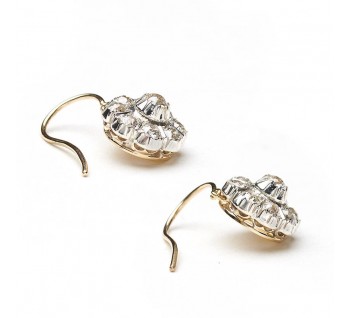 Antique Diamond Cluster Drop Earrings