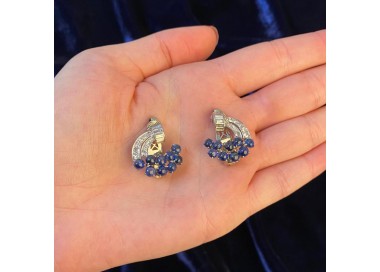 Vintage Sapphire Diamond and Platinum Earrings