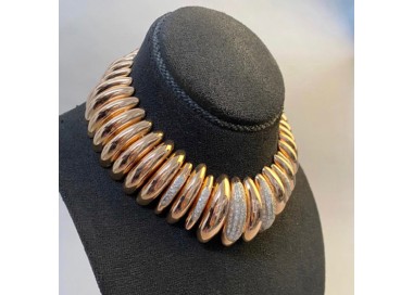 Vintage Gold Diamond Collar Necklace, Circa 1960