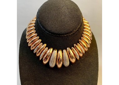 Vintage Gold Diamond Collar Necklace, Circa 1960