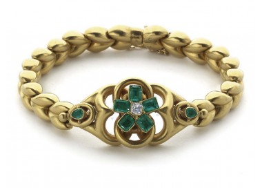 Victorian Emerald, Diamond and Gold Bracelet, Circa 1880