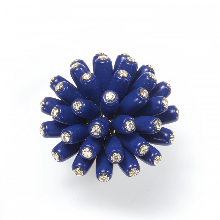 Cartier "Paris Nouvelle Vague" Lapis Lazuli And Diamond Bombé Ring