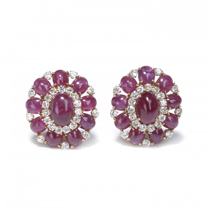 Vintage Cabochon Ruby And Diamond Earrings - Moira Fine Jewellery
