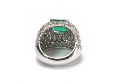 Emerald And Diamond Bombé Cluster Ring