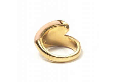 Contemporary Coral and Diamond Crossover Ring