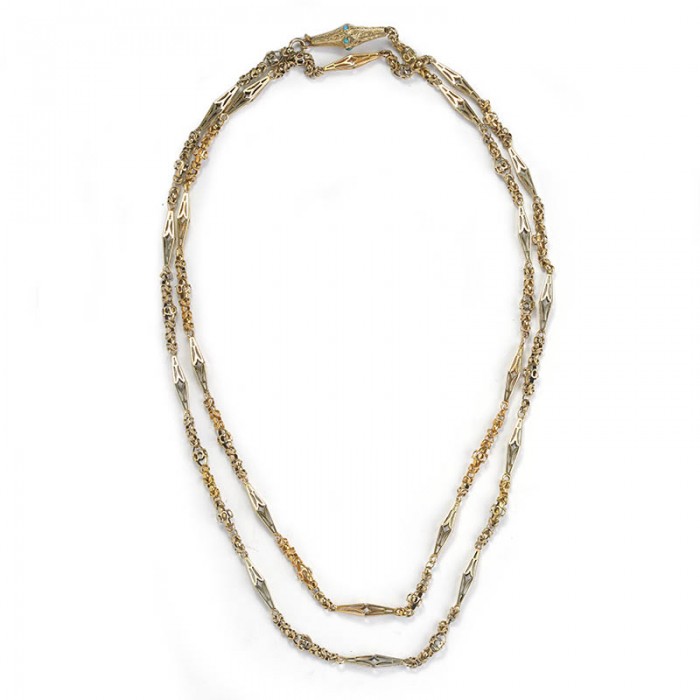 Victorian Gold Fancy Link Long Necklace