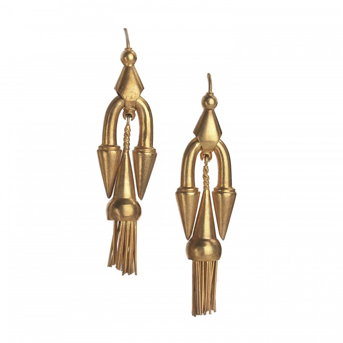 Victorian Gold Etruscan Style Drop Earrings