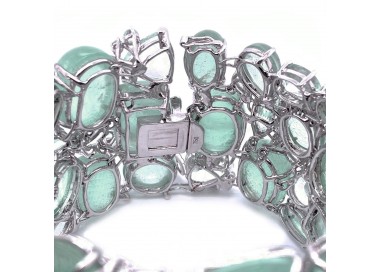 Aquamarine Multi-Stone Bracelet with Diamond in White Gold clasp