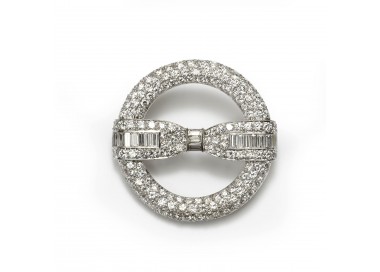 Vintage Diamond Circle and Bow Brooch, 6.50cts