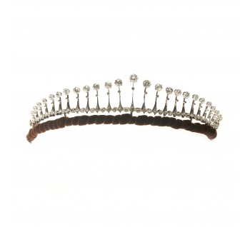 Antique Diamond Fringe Tiara Necklace, Silver Upon Gold, Circa 1910