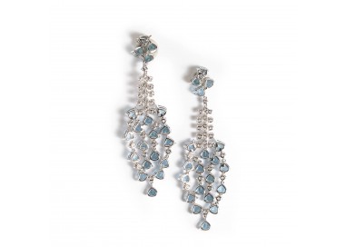 Modern Aquamarine Diamond and White Gold Chandelier Drop Earrings