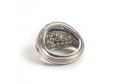 Vintage Sapphire and Diamond Bombé Cluster Ring